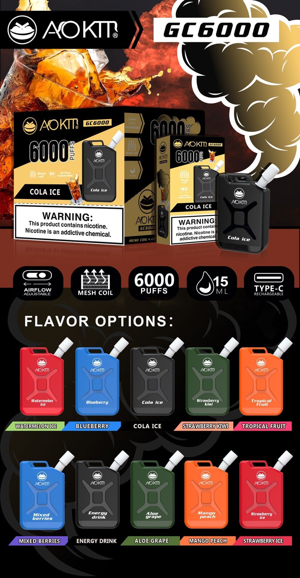 Aokit Vape GC 6000 Puffs all smovape (2) Aokit Vape GC 6000 Puffs all smovape (2)