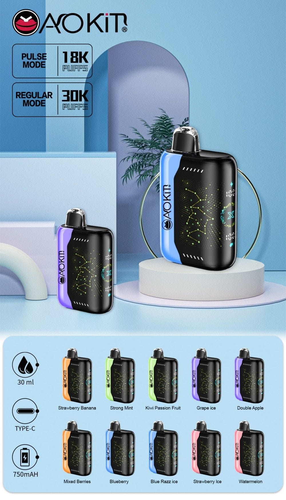 Aokit Vape HAHA Starry Sky 30000 Puffs all smovape (2)