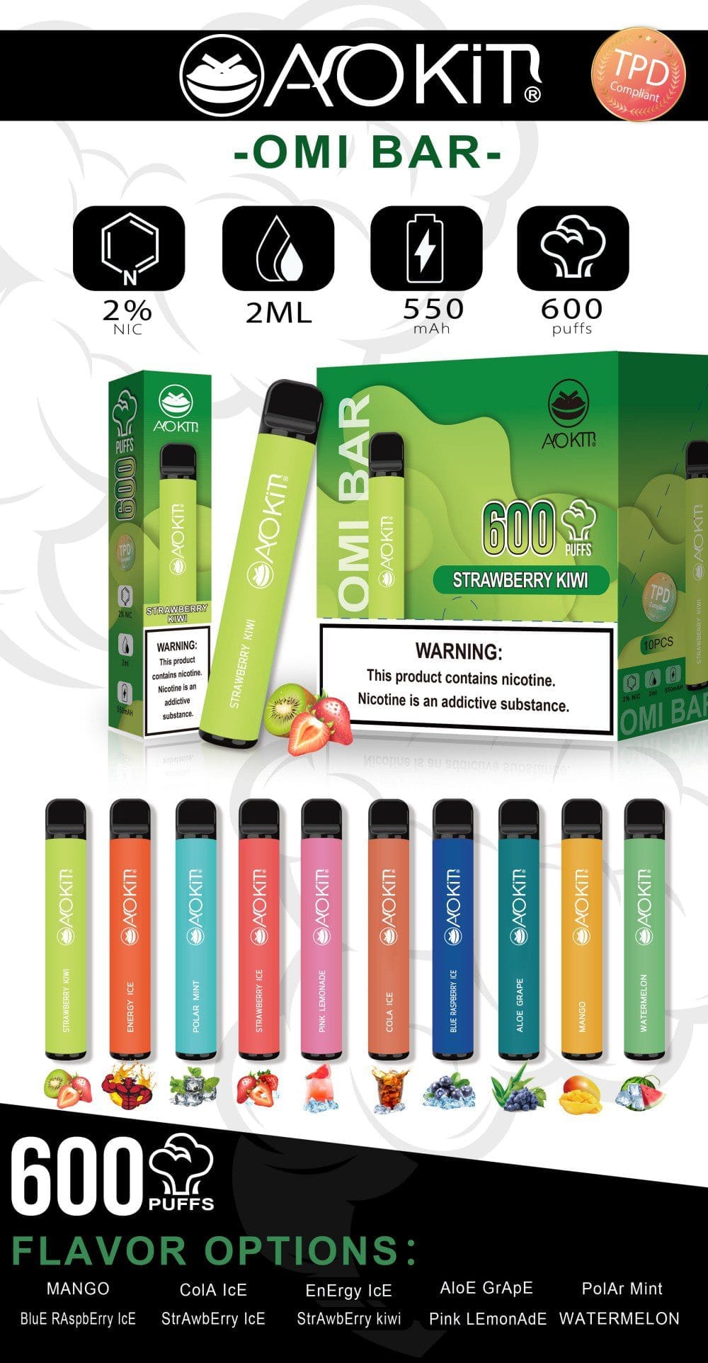 Aokit Vape OMI BAR 600 Puffs other smovape (2)