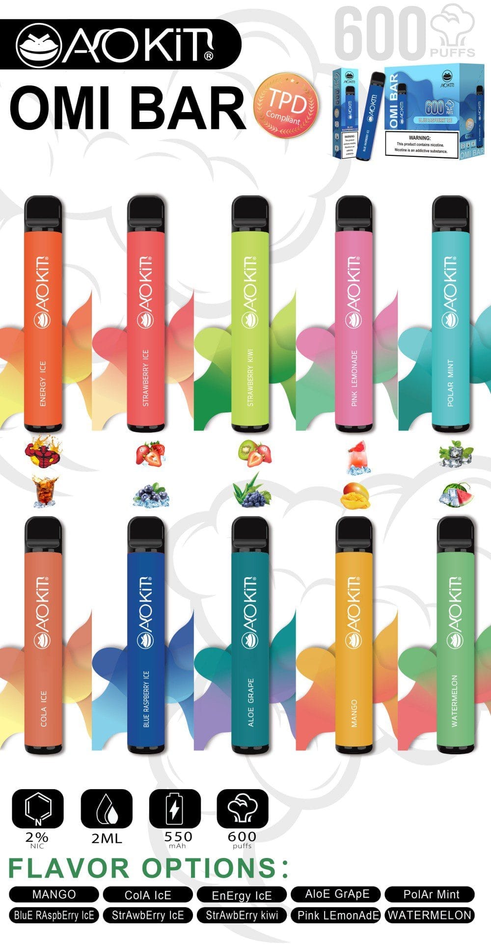 Aokit Vape OMI BAR 600 Puffs other smovape (3)