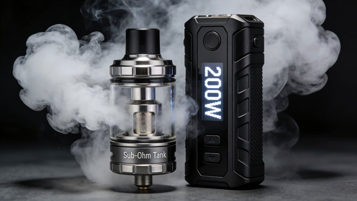A powerful sub-ohm vape mod and tank, the ideal hardware for high VG e-liquids.