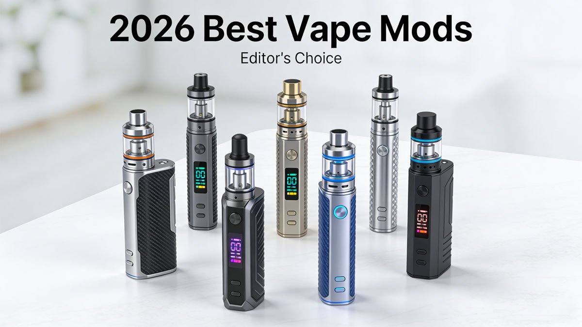 A collection of the best vape mods of 2026 displayed on a clean, modern surface.