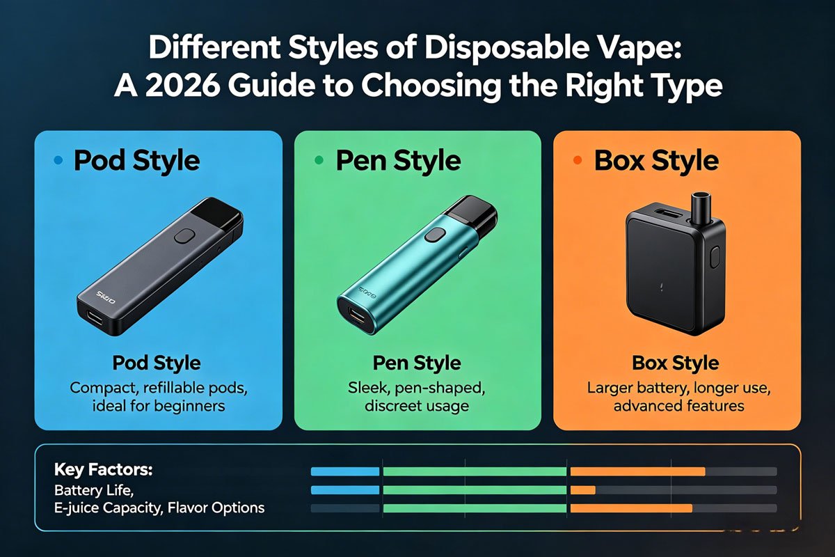 Different Styles of Disposable Vape: A 2026 Guide to Choosing the Right Type