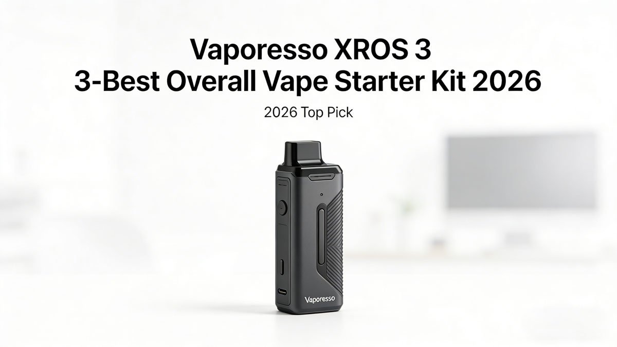 The Vaporesso XROS 3, our best overall vape starter kit for 2026, shown on a clean background.