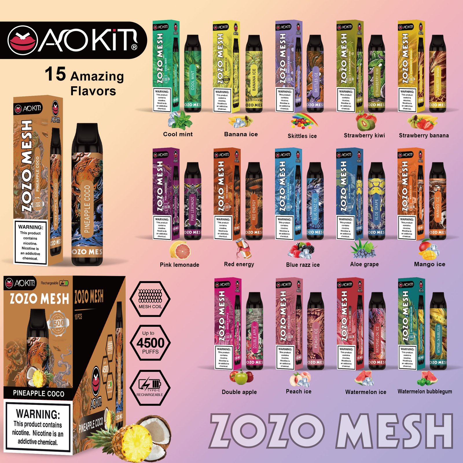 AOKIT ZOZO MESH 4500 PUFFS